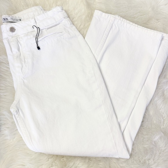 Zara White Wide Leg Ankle Jeans Size 6 NWOT - Picture 3 of 7